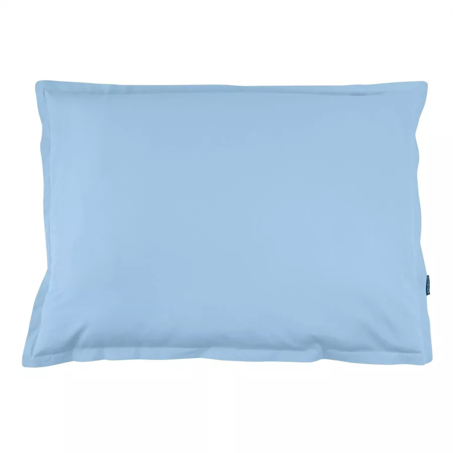 EM - Taie d'oreiller volant plat 50 x 70 cm Percale unie CALI Bleu ciel