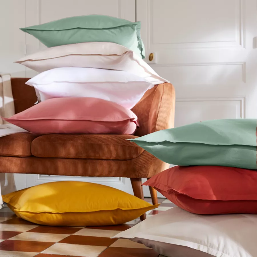 EM - Drap housse 180 x 200 cm Percale unie CALI Eucalyptus