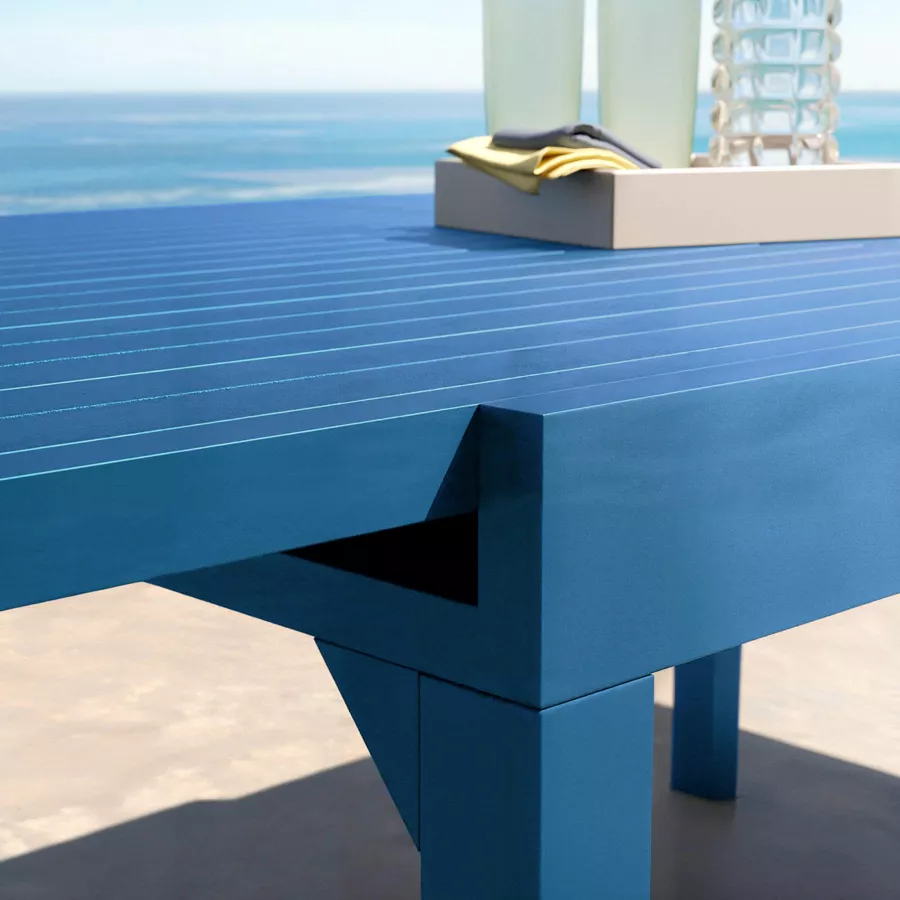 Table de jardin extensible en aluminium 8 places (90/180 x 90 cm) Murano Bleu pétrole