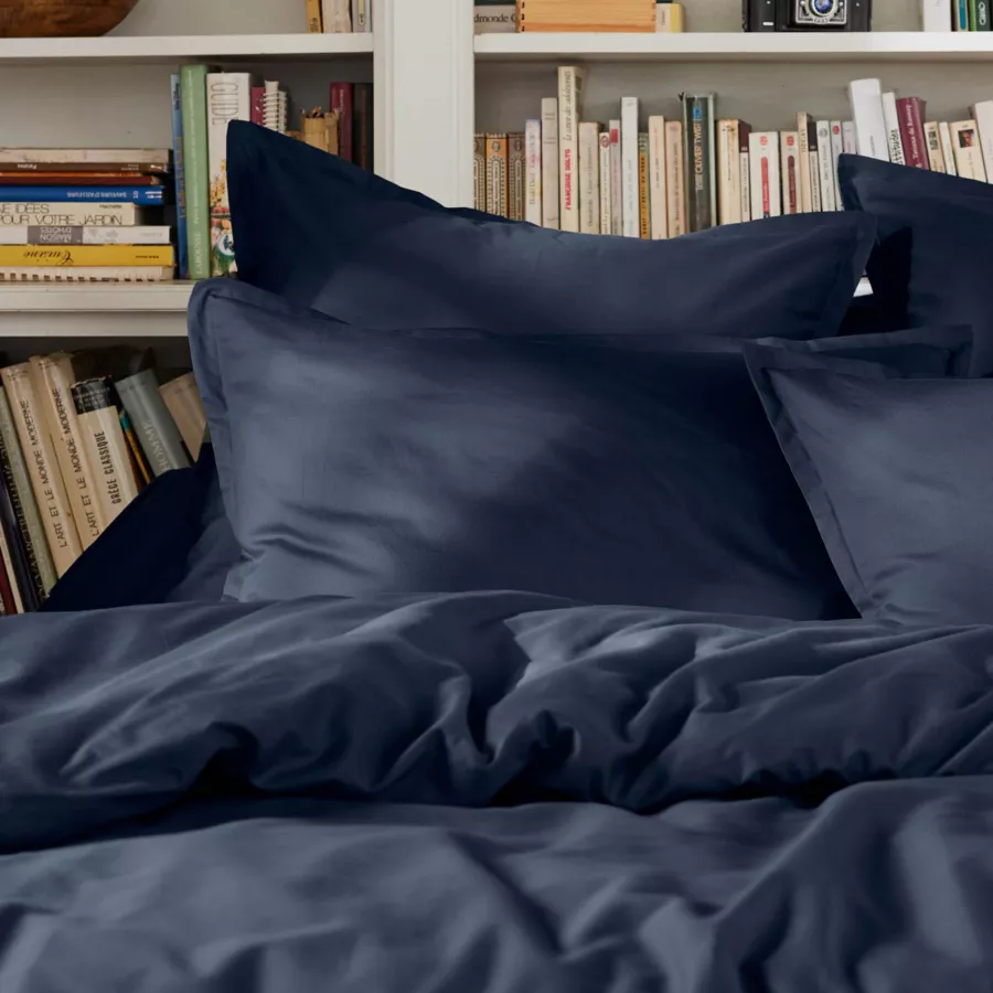 Housse de couette percale de coton (140 x 200 cm) Cali Bleu marine