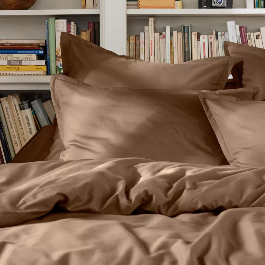 Housse de couette percale de coton (260 x 240 cm) Cali Cappuccino