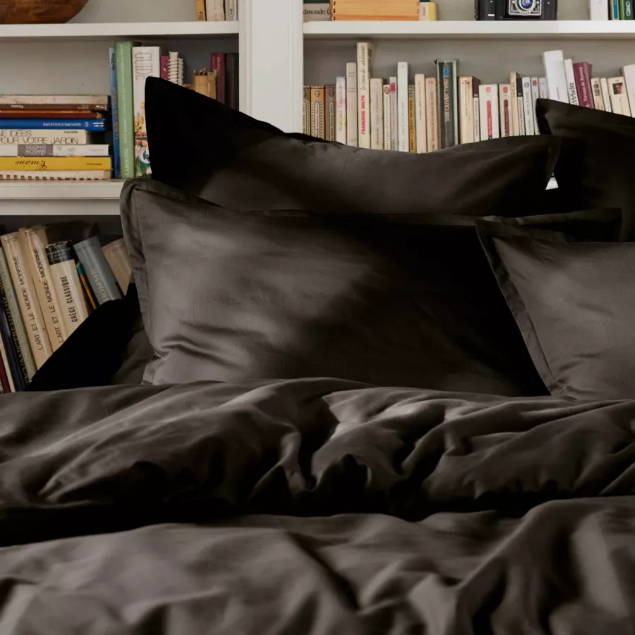 Housse de couette percale de coton (240 x 220 cm) Cali Noire