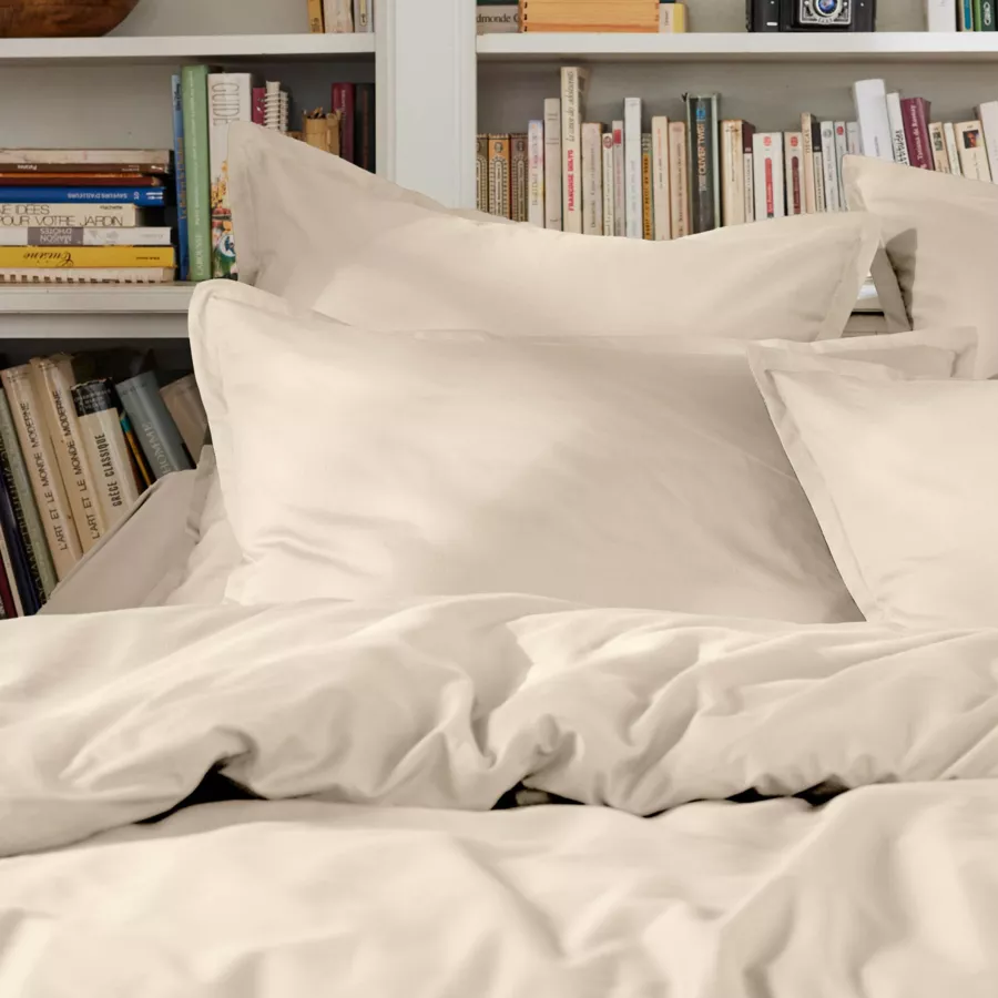 Drap plat percale de coton (270 x 300 cm) Cali Beige