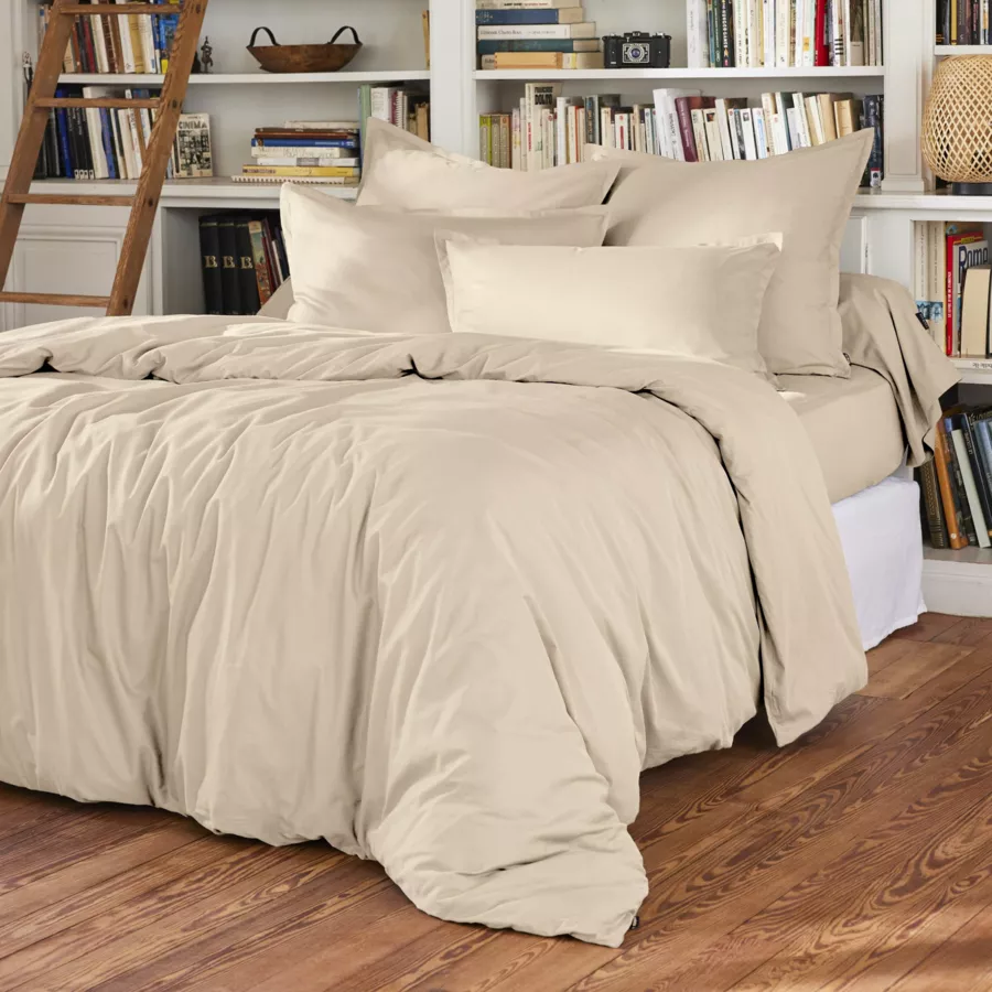 Taie d'oreiller carrée percale de coton (65 x 65 cm) Cali Beige