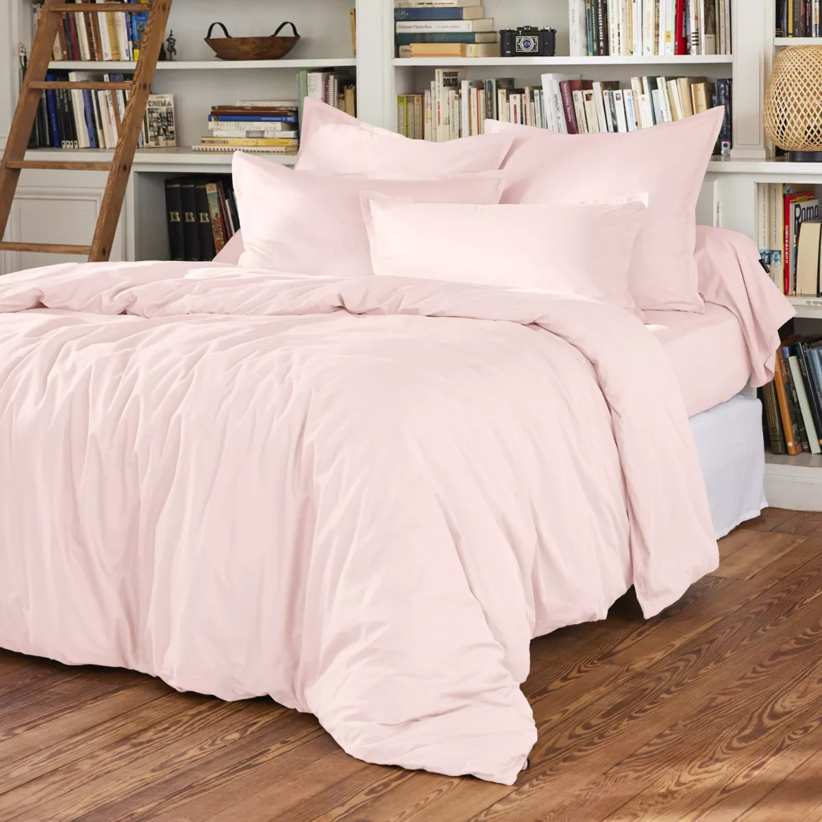 Drap housse percale de coton (160 x 200 cm) Cali Rose poudré