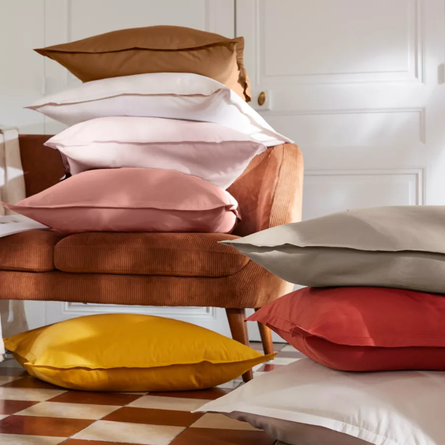 EM - Drap housse 140 x 200 cm Percale unie CALI Taupe