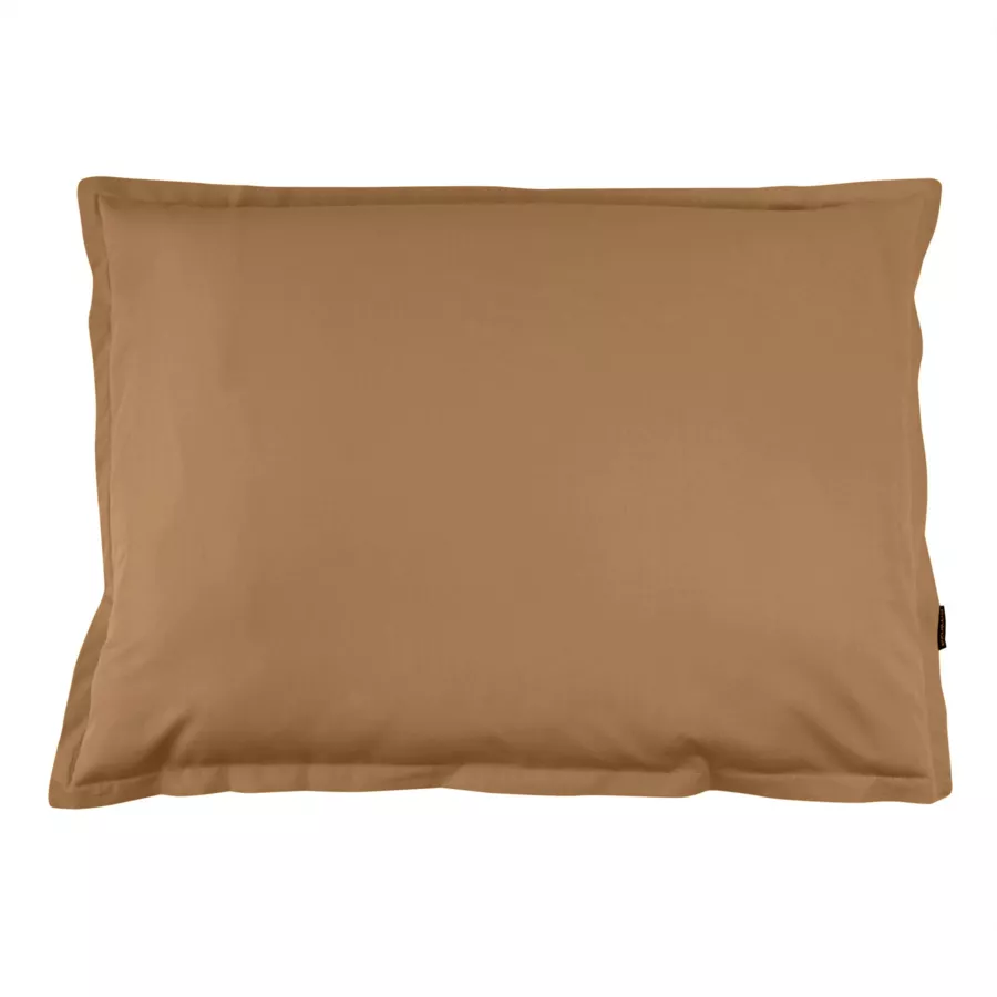 EM - Taie d'oreiller volant plat 50 x 80 cm Percale unie CALI Camel