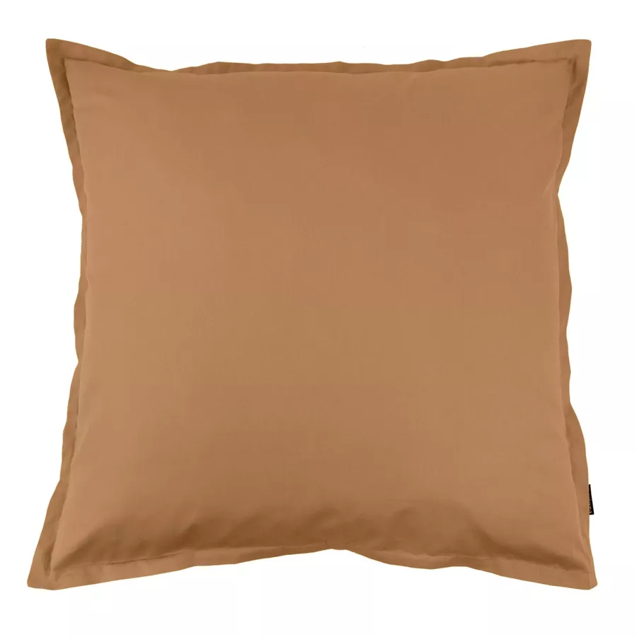 EM - Taie d'oreiller volant plat 80 x 80 cm Percale unie CALI Camel