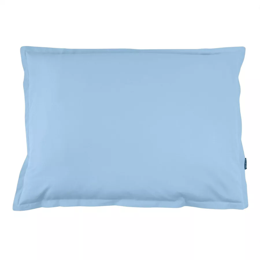 EM - Taie d'oreiller volant plat 50 x 80 cm Percale unie CALI Bleu ciel