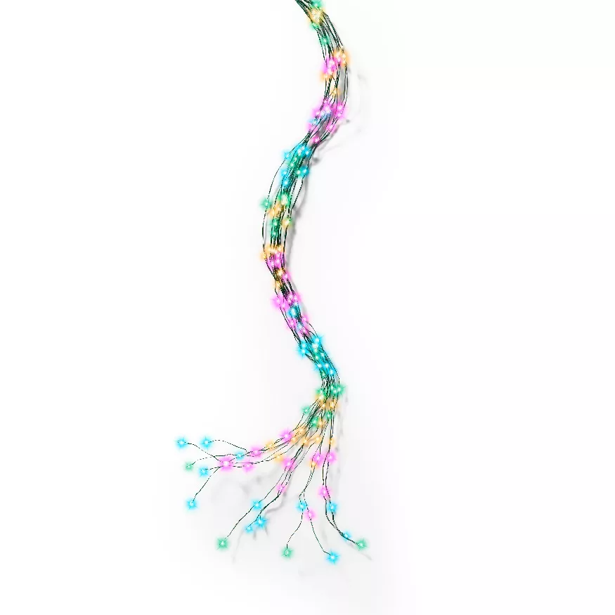 Guirlande rideau pour sapin H2,40m 832 Micro LED câble vert Multicolore pastel