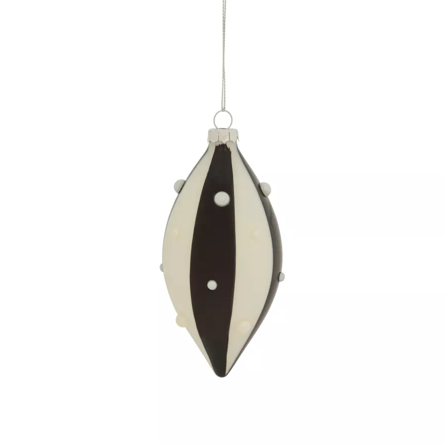 BOULE DE NOEL VERRE X3 NOIR BLANC RAYE