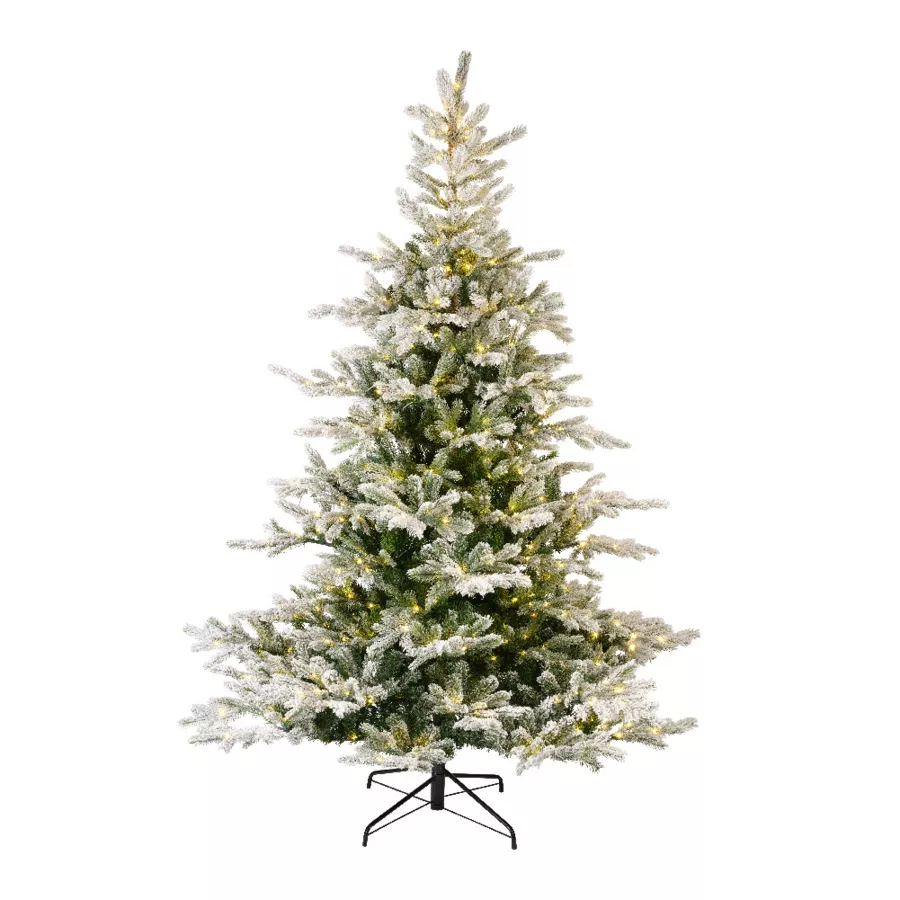 Sapin de Noël artificiel lumineux 700LED H240 cm Glorious Vert enneigé