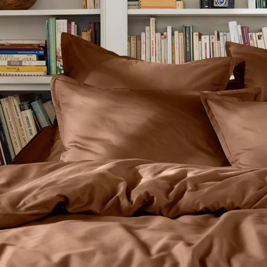 Drap plat percale de coton (270 x 300 cm) Cali Cappuccino