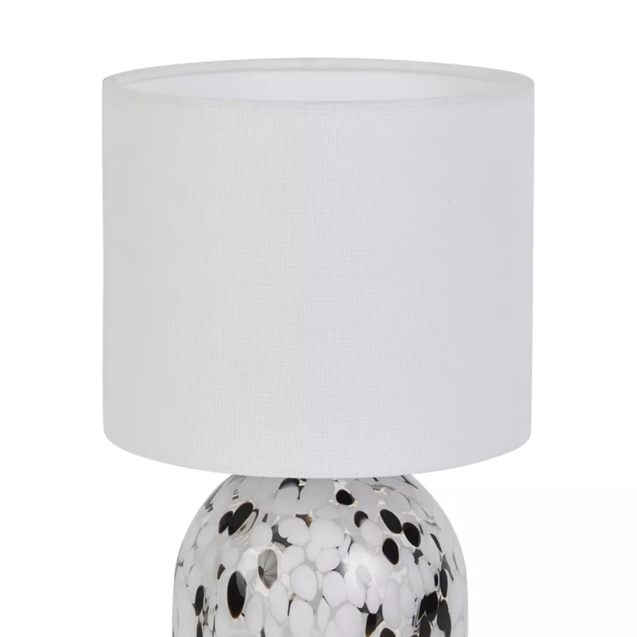 Lampe Verre Lin 'Pepper' Noire Blanche  Dim : l17xH31xP17cm