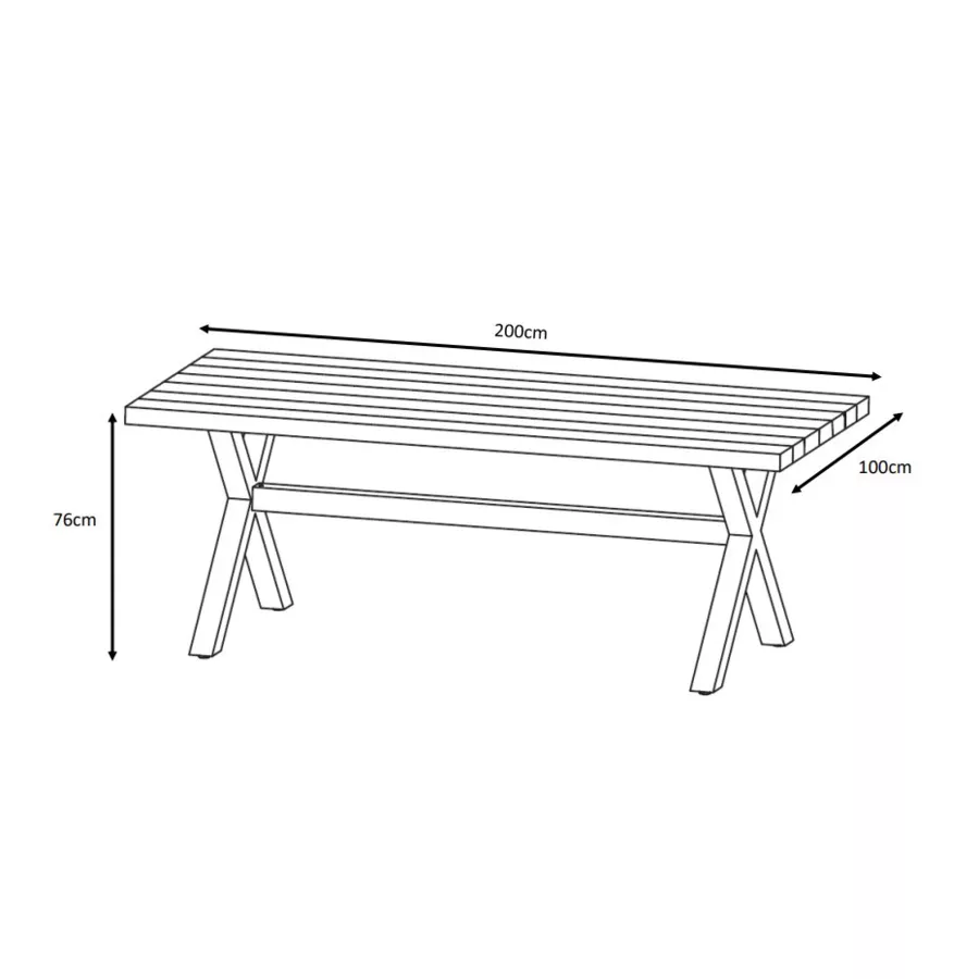 Tuintafel 8 persoons Aluminium / teak hout Bali (200 x 100 cm) - Wit 4
