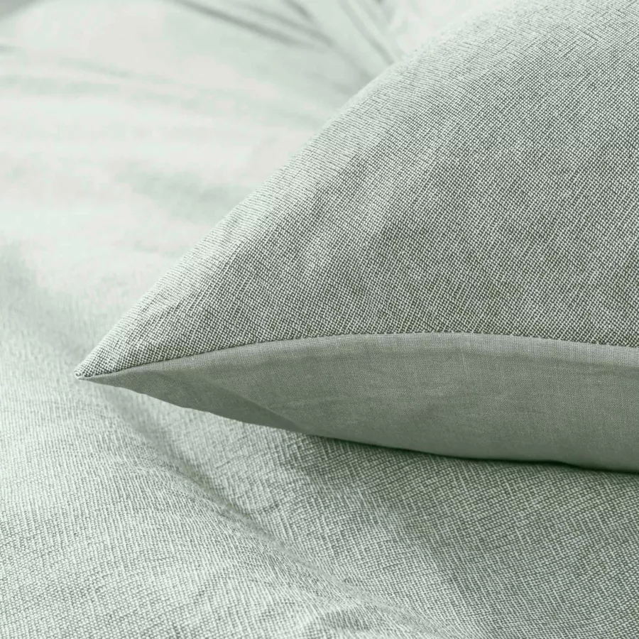 Parure 3 Pices (240 x 220 cm) Meline Sauge, 100% Coton Fils Teints