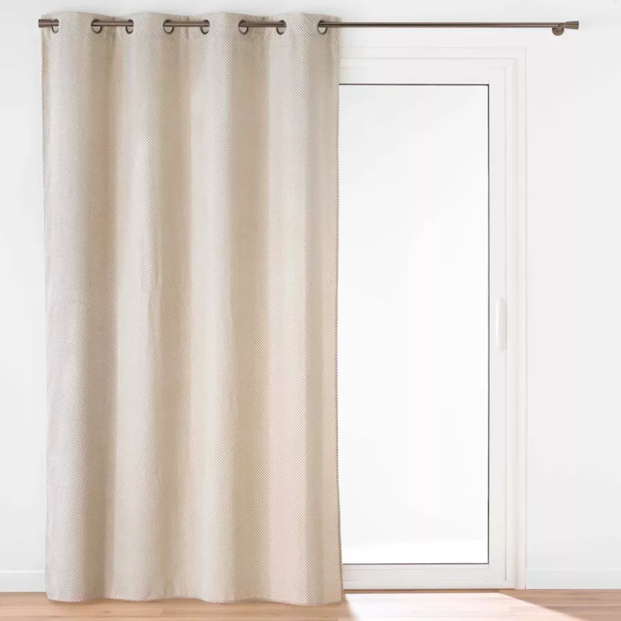 Rideau ˆ Oeillets (140 x 260 cm) Java Naturel, Flanelle Relief Unie