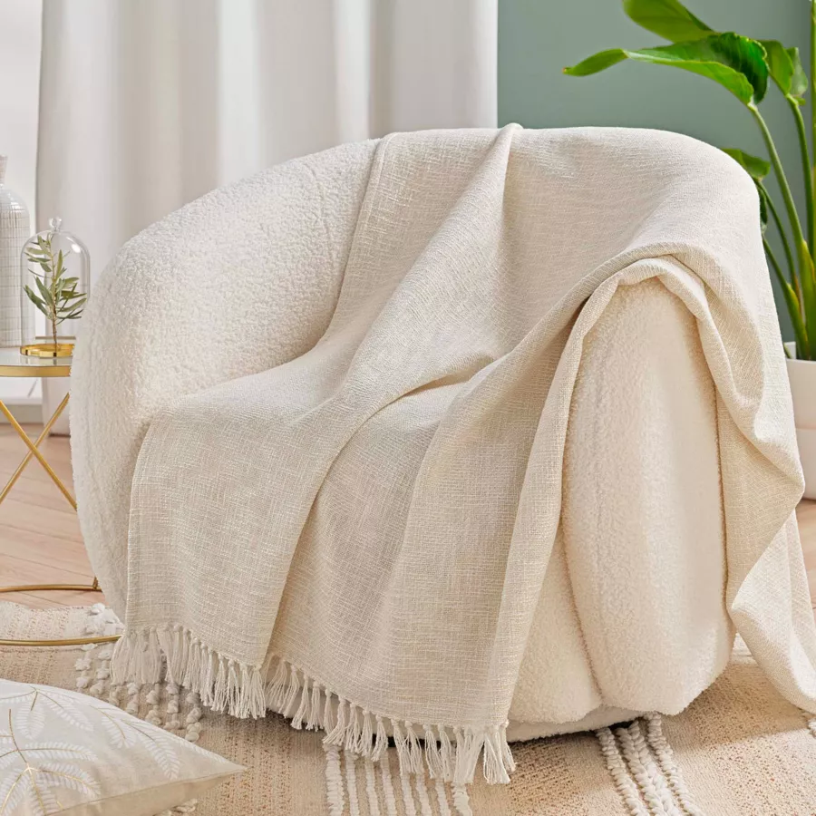 Plaid ˆ Franges (125 x 150 cm) Ziggy, Coton & Polyester