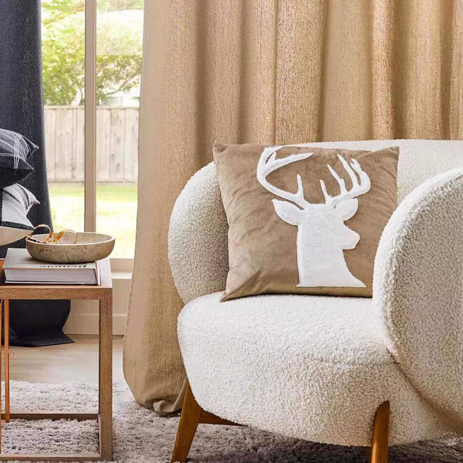 Coussin DŽhoussable (45 x 45 cm) Vik Sable,Velours et Imitation Fourrure