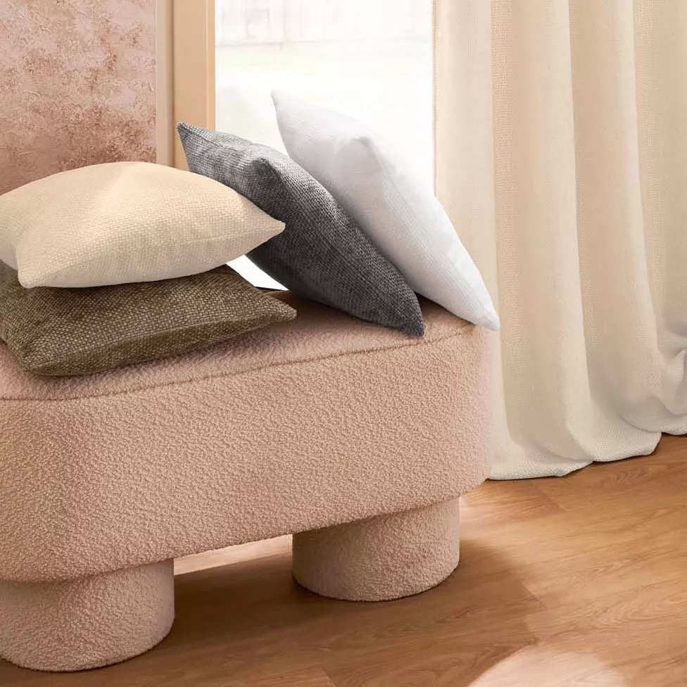 Coussin DŽhoussable (45 x 45 cm) Leo Blanc, Velours Chenille