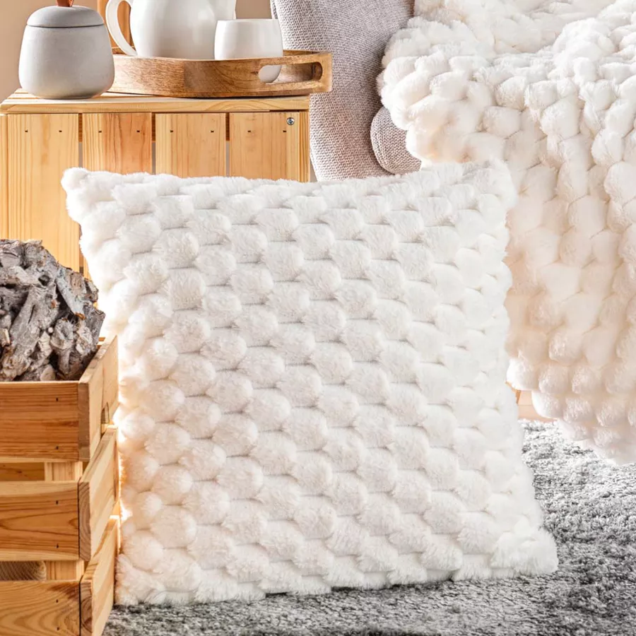 Coussin DŽhoussable (45 x 45 cm) Frosty, Imitation Fourrure/Velours