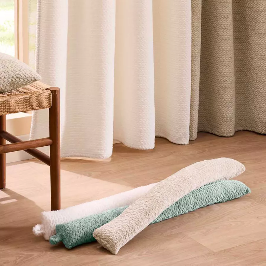 Bas de Porte (80 x 10 cm) Flanela Naturel, Flanelle Relief Unie