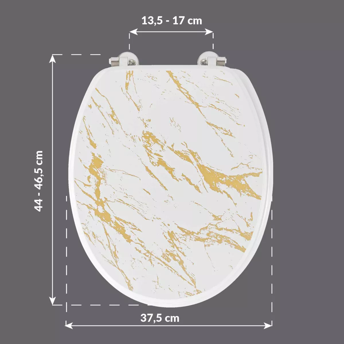 Tapa de inodoro 18 pulgadas MDF efecto mármol Aquamarbre Blanco