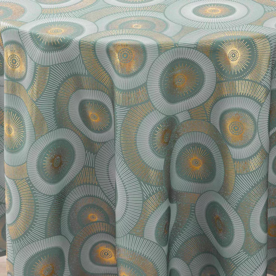 Nappe Ronde (¯ 180 cm) Eclipse Sauge, Polyester ImprimŽ MŽtallisŽ