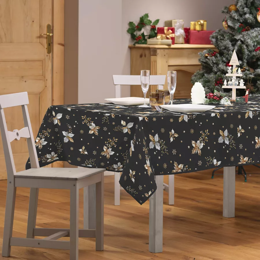 NAPPE RECTANGLE 150 x 240 CM POLYESTER IMPRIME GUIDO ANTHRACITE