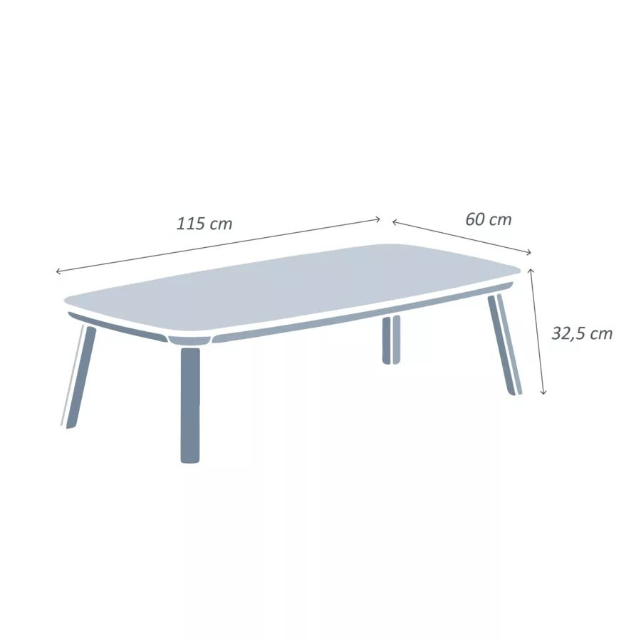 Table basse de jardin rectangulaire aluminium Amalfi Blanc