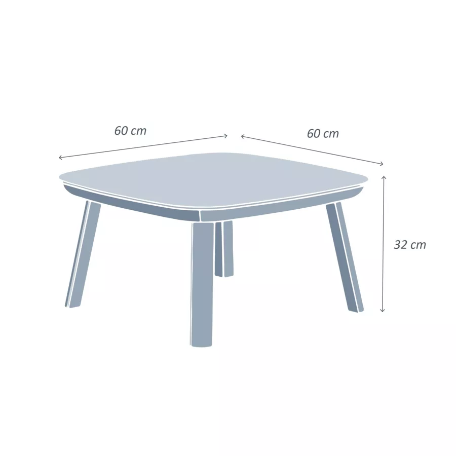 Salontafel vierkant aluminium Amalfi - Wit