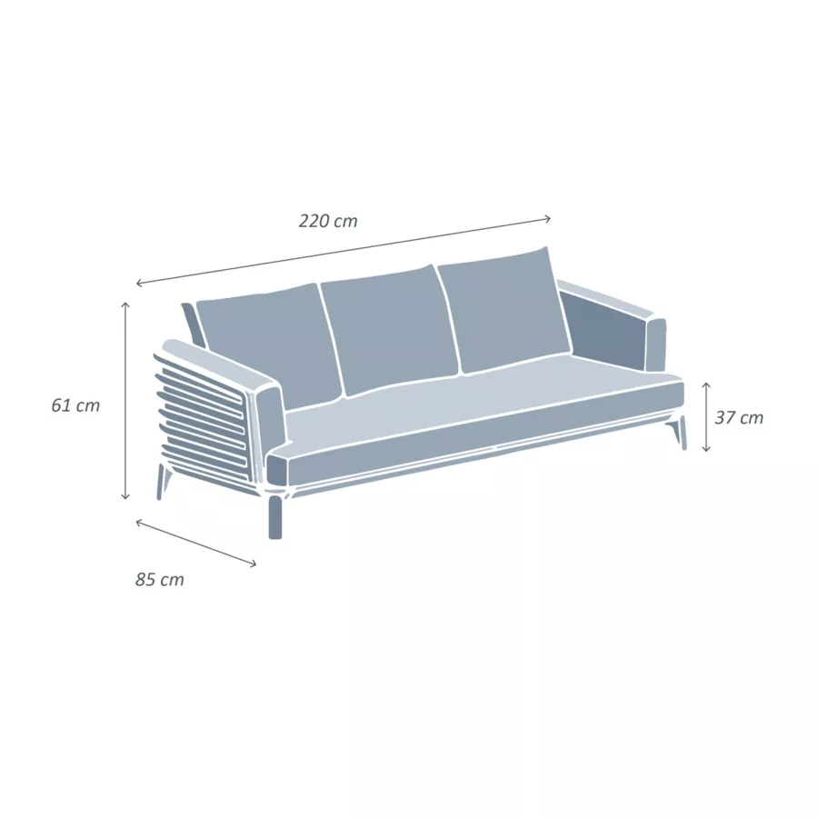 Tuinbank van aluminium 3 zitplaatsen Monte Carlo Antracietgrijs en beige