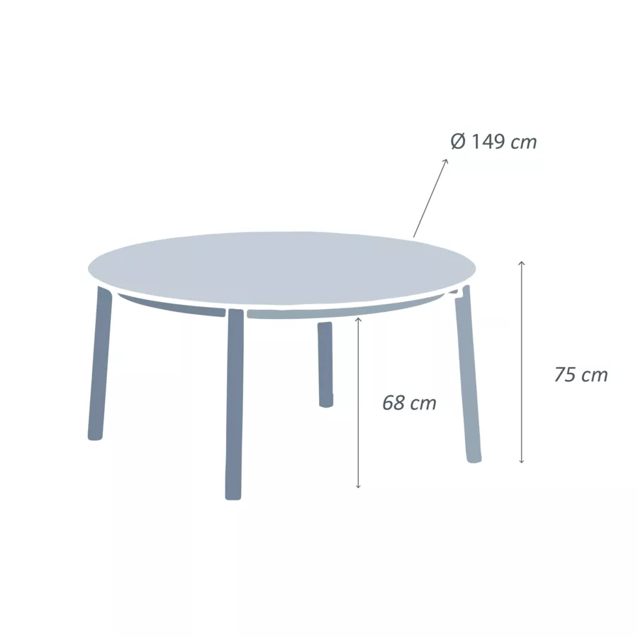 Table de jardin ronde en aluminium 8 places (D149 cm) Monte Carlo Blanc