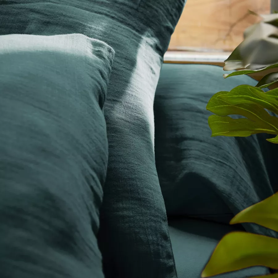 Drap housse gaze de coton (180 x 200 cm) Gaïa Vert Sapin