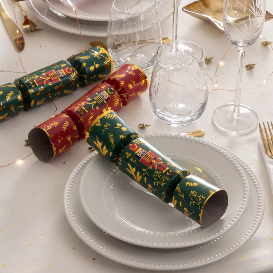 Lot de 6 crackers de Noël Soldats Cass-noisette Vert et Rouge