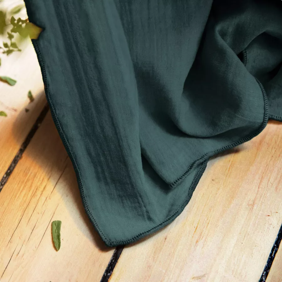 Rideau gaze de coton ajustable (180 x 300 cm) Gaïa Vert sapin