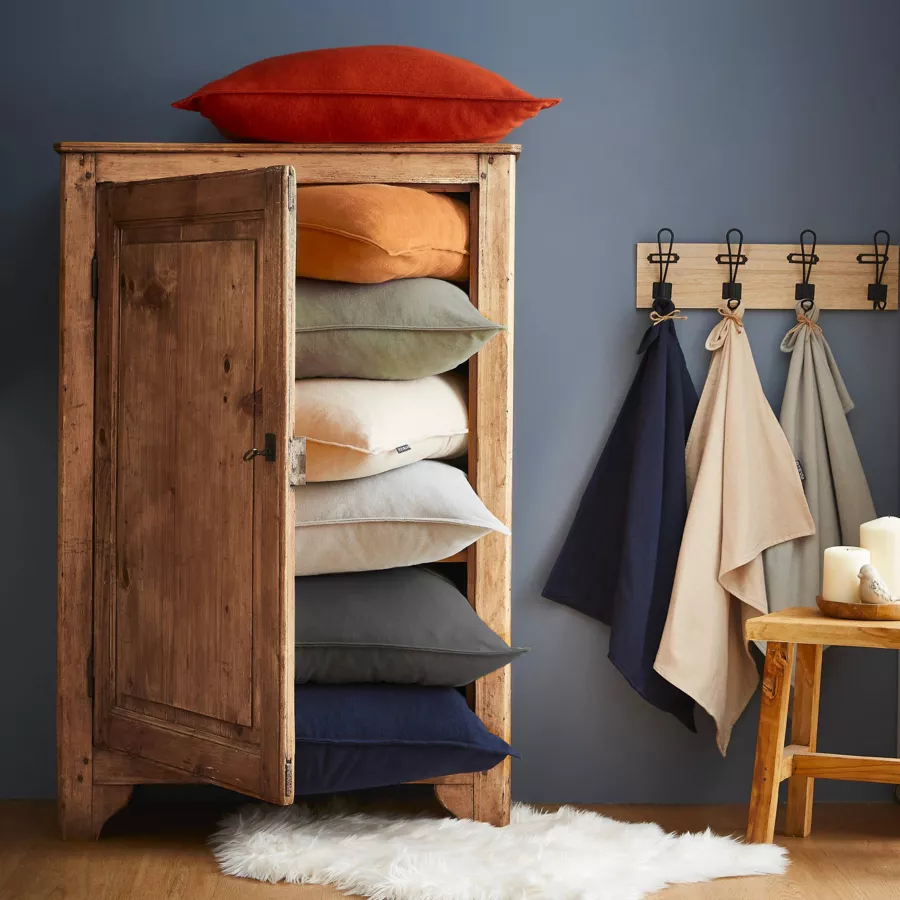 Housse de couette flanelle de coton (240 x 220 cm) Nina Bleu nuit