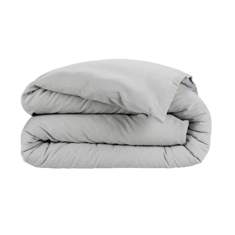 Housse de couette flanelle de coton (140 x 200 cm) Nina Gris clair