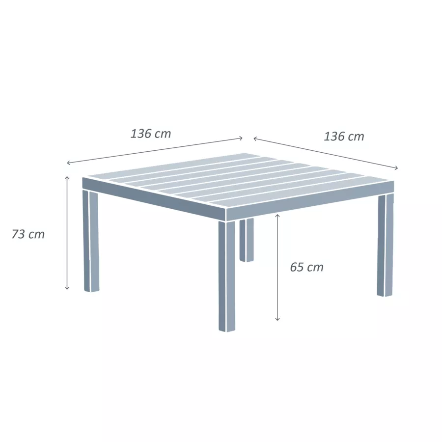 Tuintafel 8 personen Aluminium Murano (136 x 136 cm) - Wit