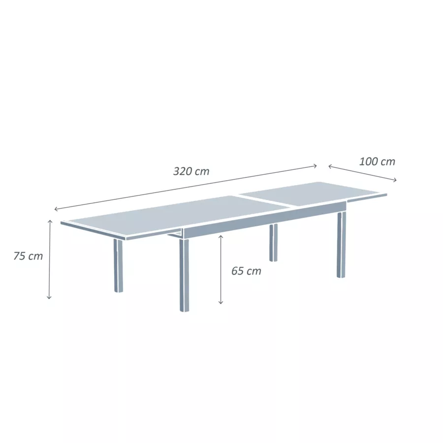 Gartentisch ausziehbar Murano Glas bis zu 12 Pers. (200/320 x 100 cm) Murano Bronze