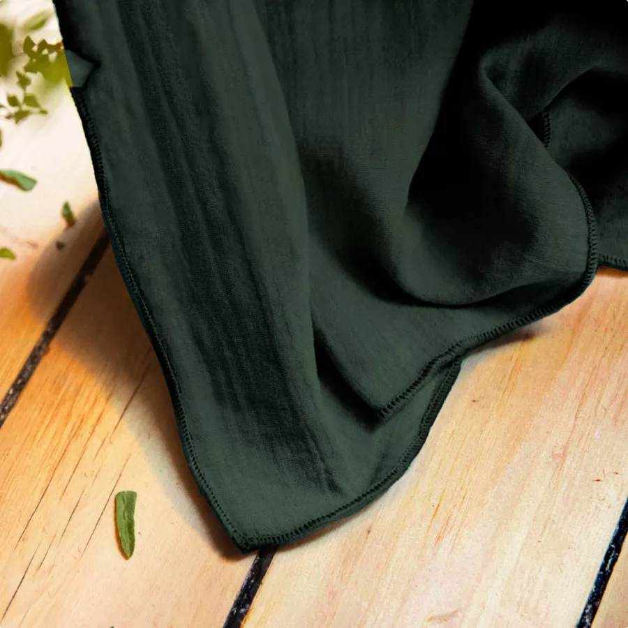 Verstellbarer Baumwollgaze-Vorhang (140 x 300 cm) Gaïa Tannengrün