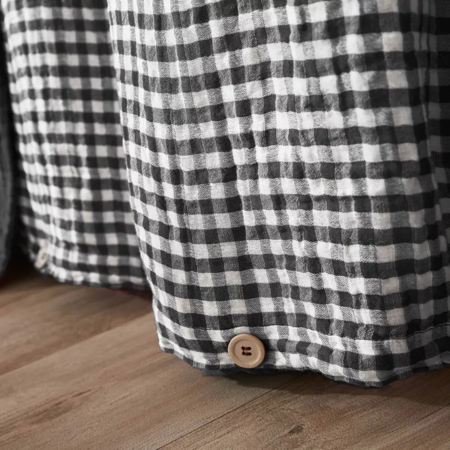 Baumwollgaze-Bettbezug (240 x 220 cm) Gaïa Vichy Schwarz