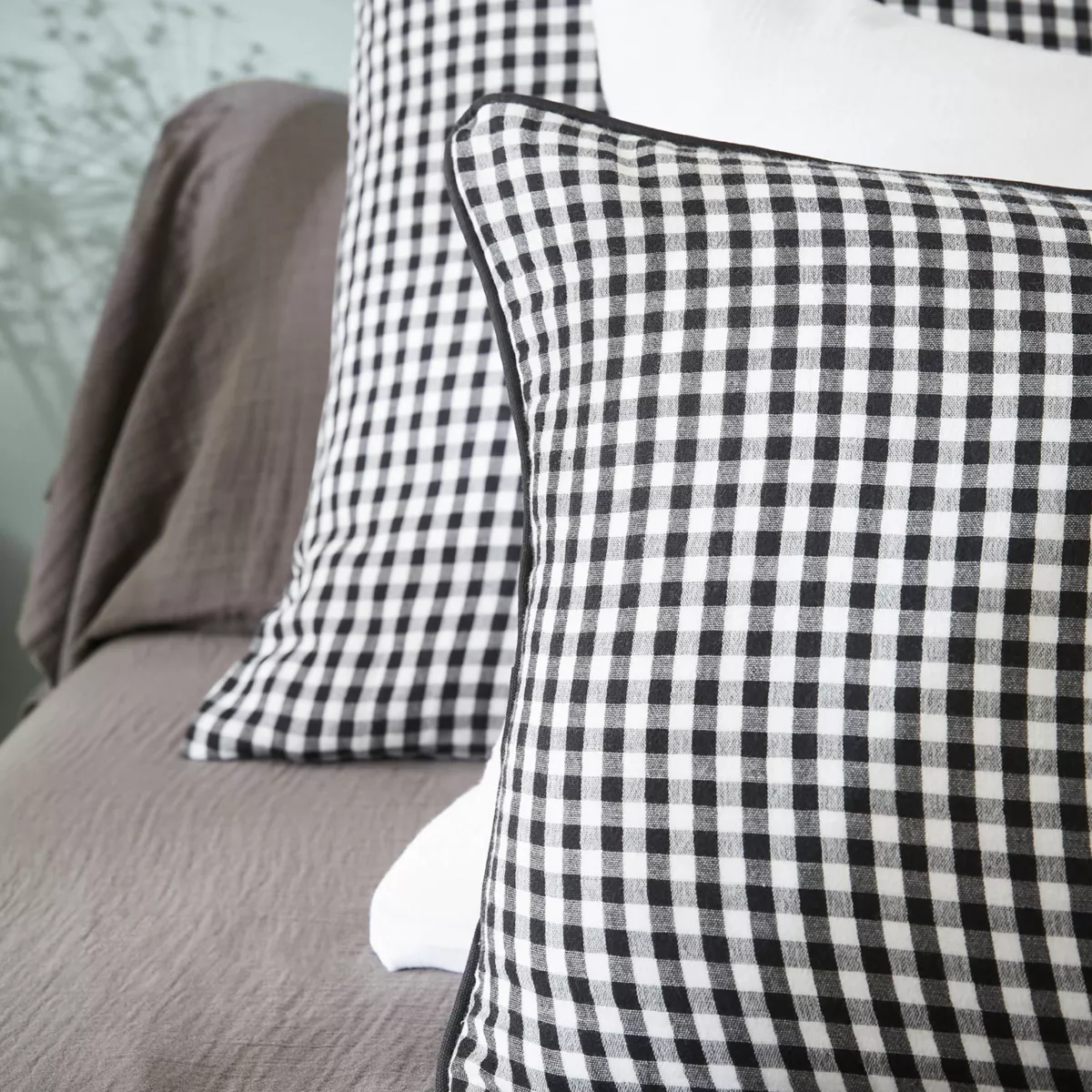 Housse de couette gaze de coton (260 x 240 cm) Gaïa vichy Noir