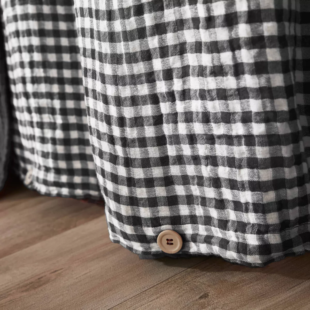 Housse de couette gaze de coton (260 x 240 cm) Gaïa vichy Noir