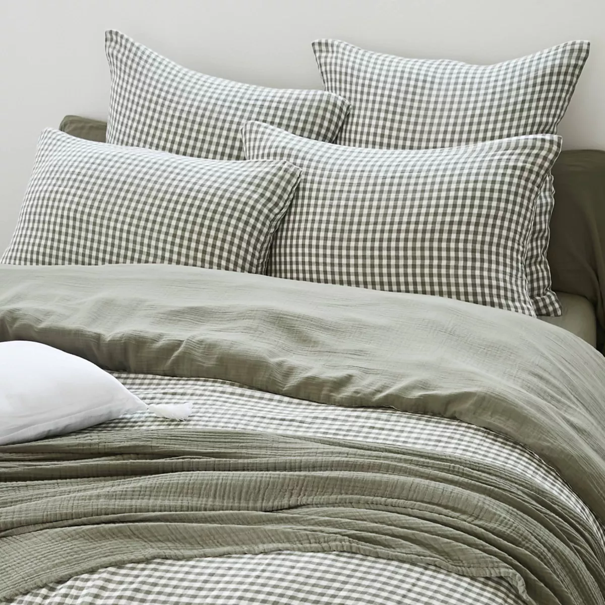 Housse de couette gaze de coton (240 x 220 cm) Vickie Vert romarin