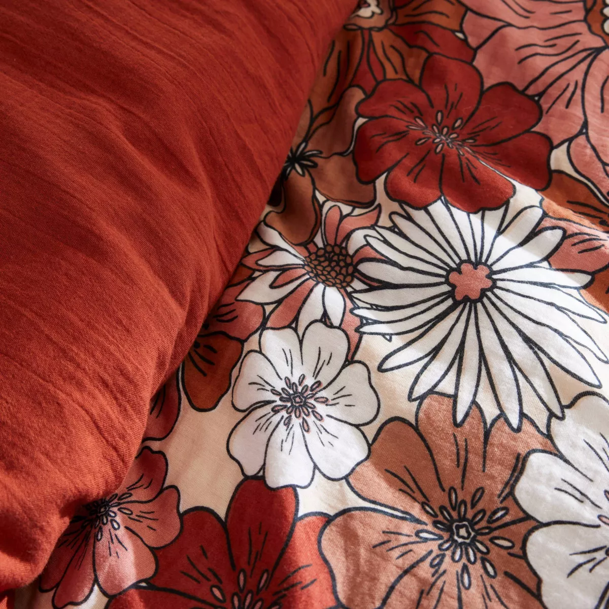 Housse de couette gaze de coton (240 x 220 cm) Gaïa azalée Terracotta