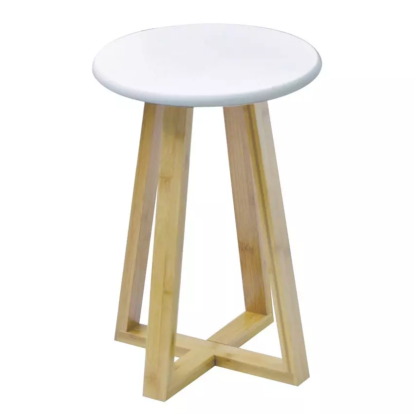 Tafel / Kruk Bamboe Wit 2