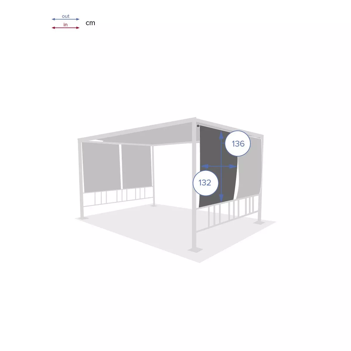 4er Set Seitenrollos für Pavillon Moai (3 x 4 m) - Schiefergrau 3