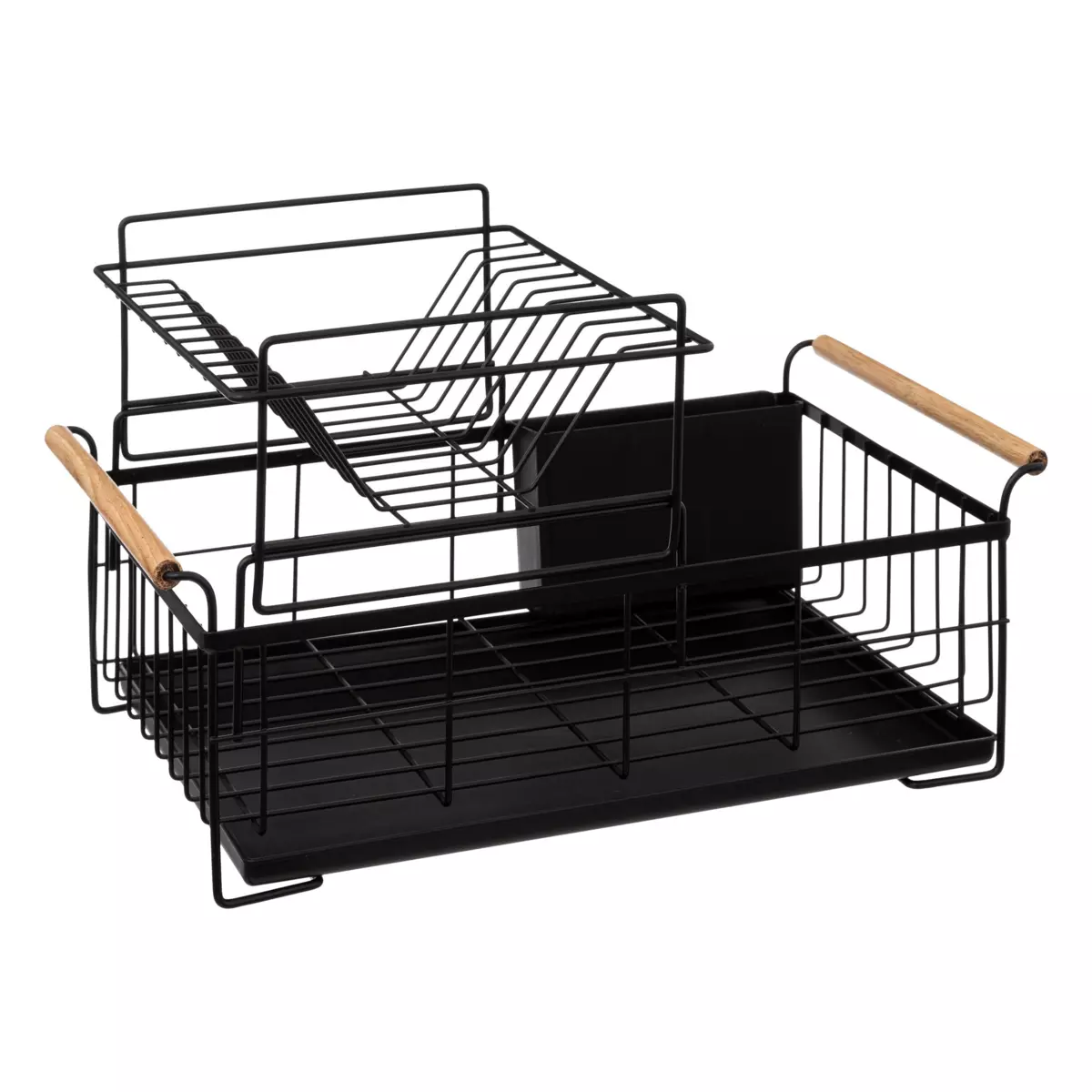 Køkkenafløbsbakke i metal med 2 niveauer (48 x 28 cm) Blackwood Sort