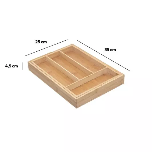Organizador de cubiertos  Bambú extensible madera 4
